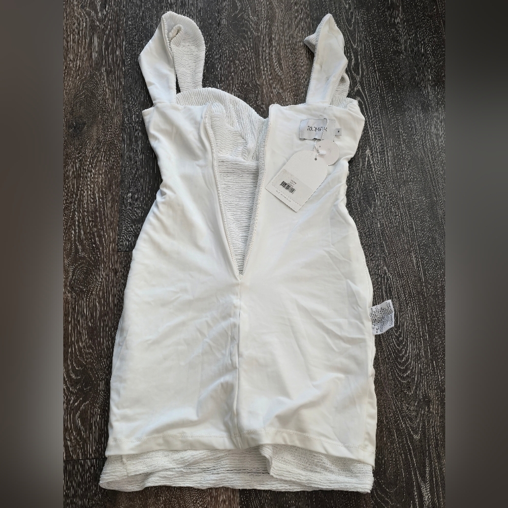 Rumer The Label Rae Mini Dress Size Small White Cutout Ribbed Stretchy - Picture 9 of 16
